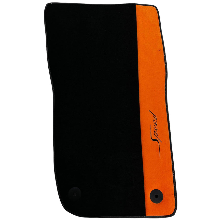 Black Floor Mats For Bentley Continental GT (2018–2023) with Orange Alcantara Leather - AutoWin