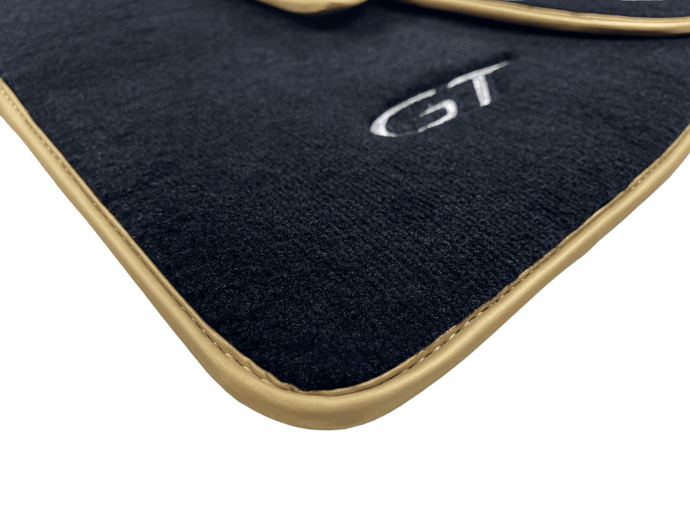 Black Floor Mats For Bentley Continental GTC (2011-2018) With Gold Color Trim - AutoWin