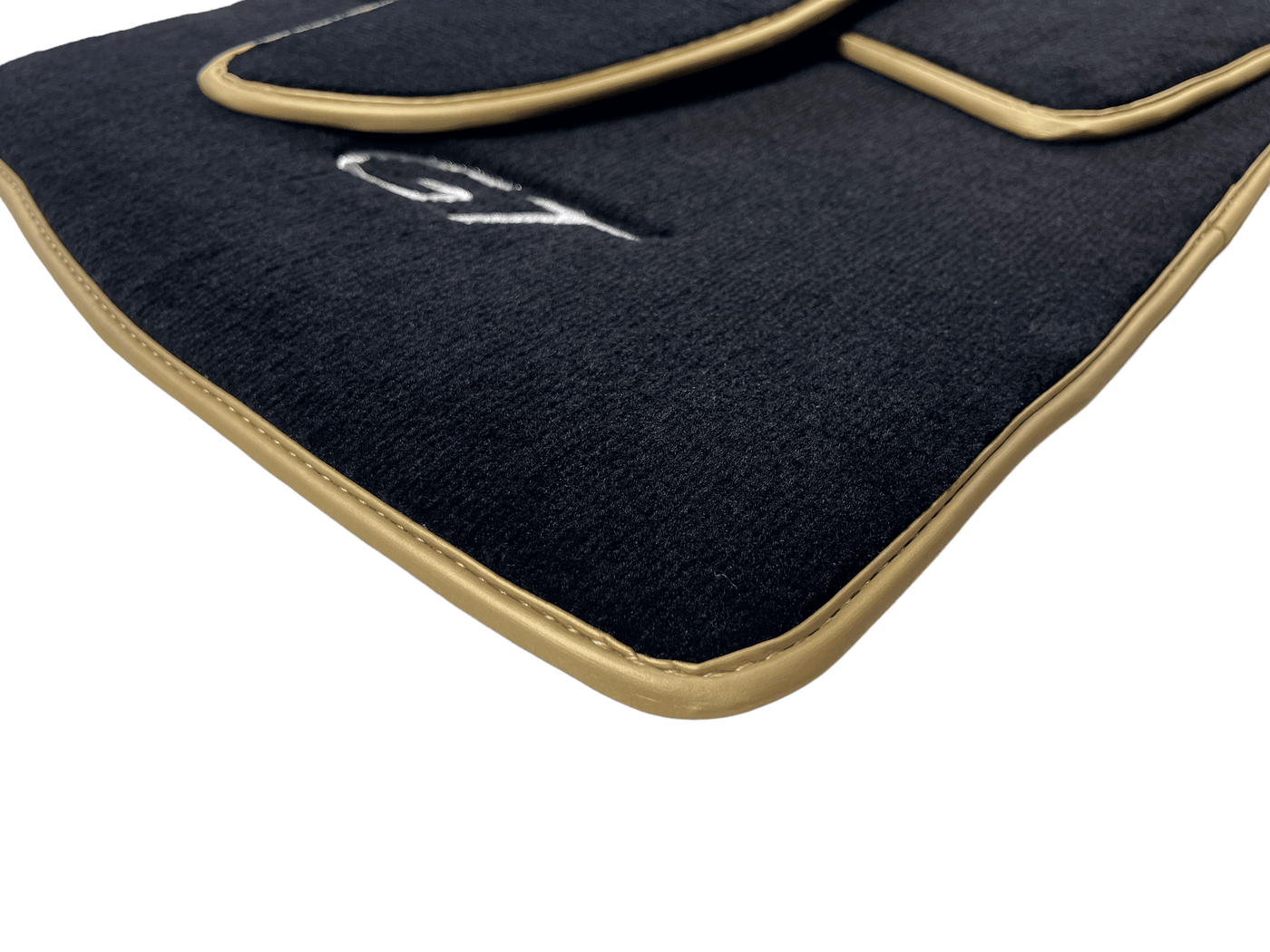 Black Floor Mats For Bentley Continental GTC (2011-2018) With Gold Color Trim - AutoWin