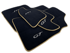 Black Floor Mats For Bentley Continental GTC (2011-2018) With Gold Color Trim - AutoWin