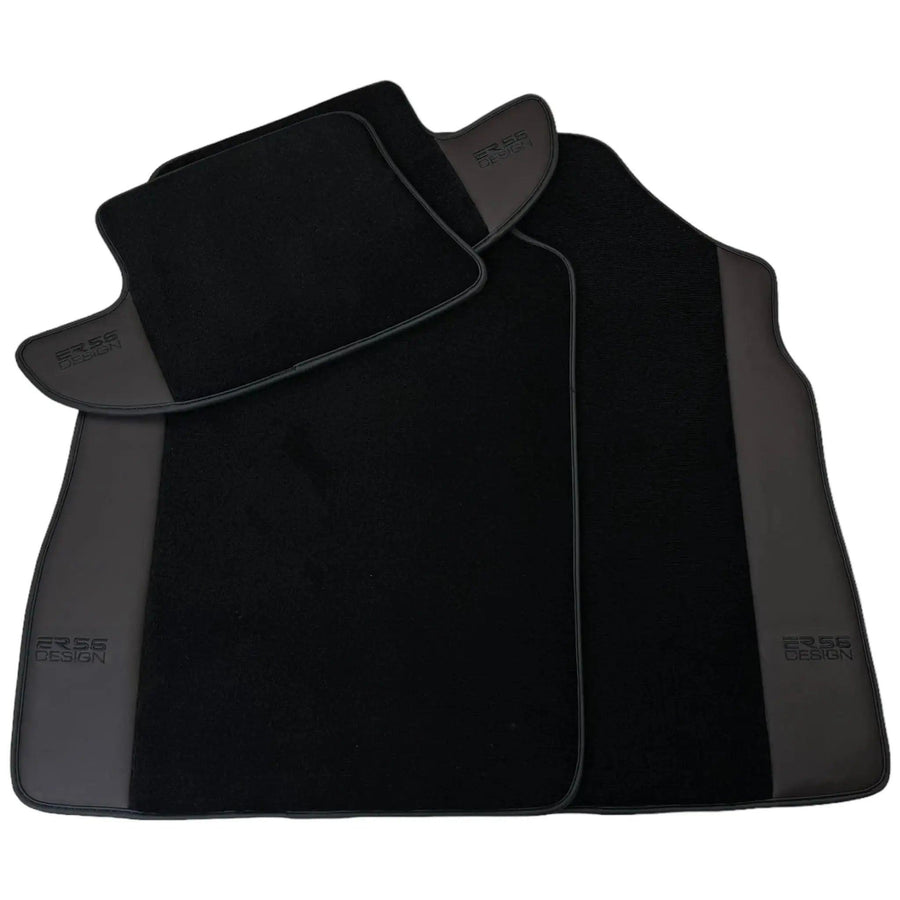 Black Floor Mats for Bentley Continental GTC (2011–2018) with Dark Brown Leather | ER56 Design - AutoWin