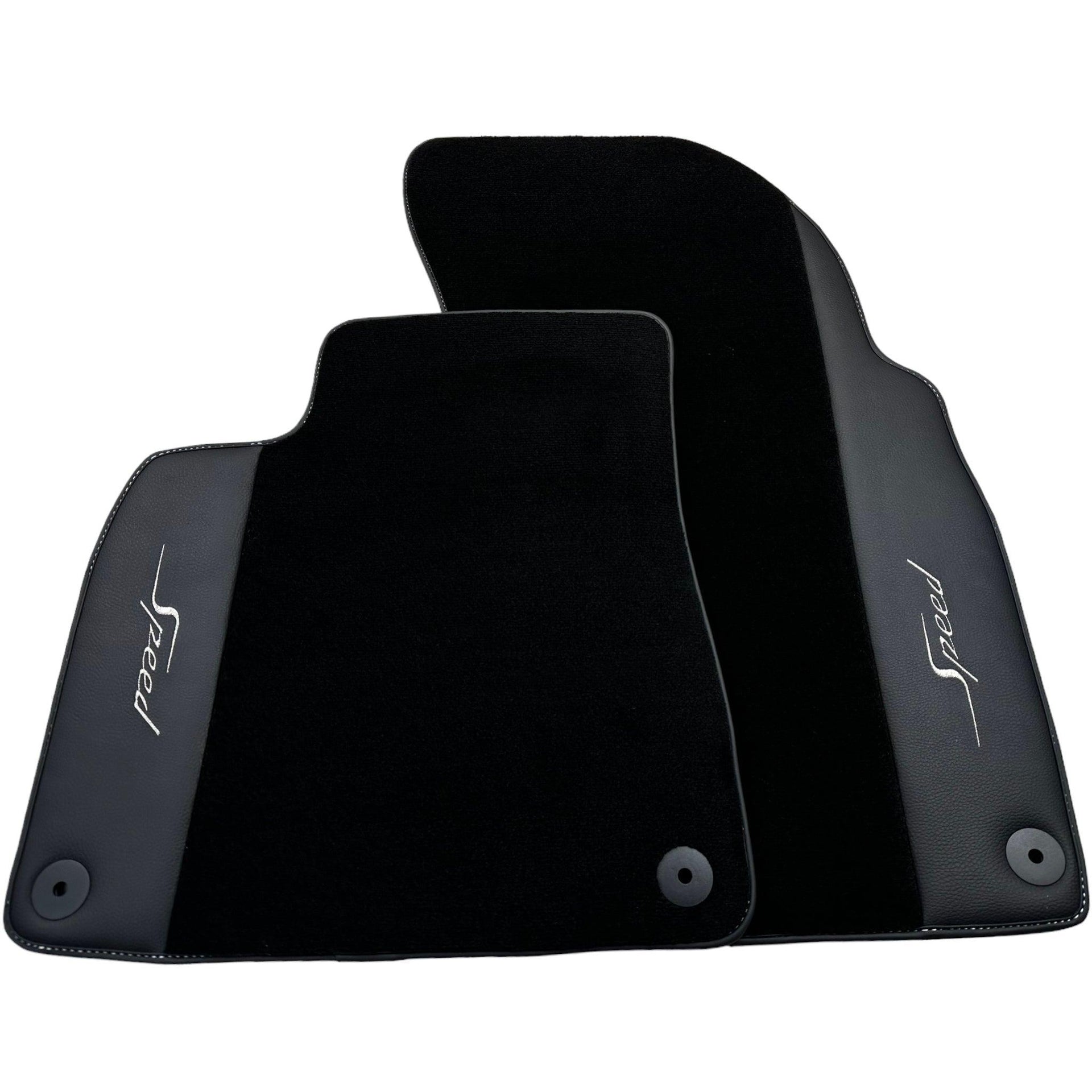 Black Floor Mats For Bentley Flying Spur (2005-2013) with Leather - AutoWin