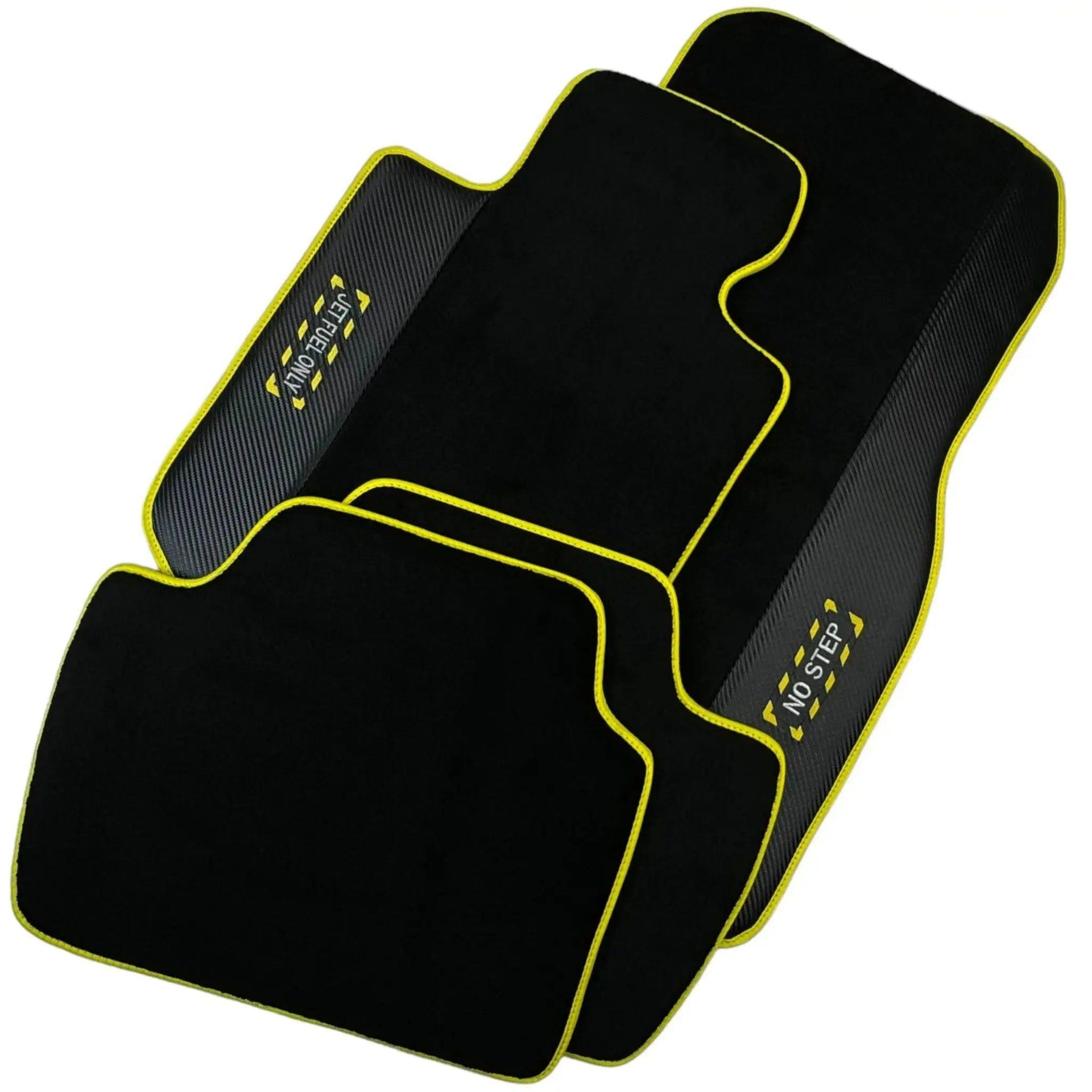 Black Floor Mats For BMW 4 Series F33 | Fighter Jet Edition | Yellow Trim - AutoWin
