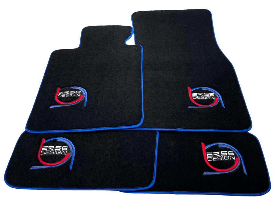 Black Floor Mats For BMW 5 Series E28 Sedan ER56 Design Limited Edition Blue Trim - AutoWin