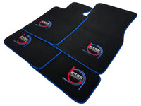 Black Floor Mats For BMW 5 Series E34 Sedan ER56 Design Limited Edition Blue Trim - AutoWin