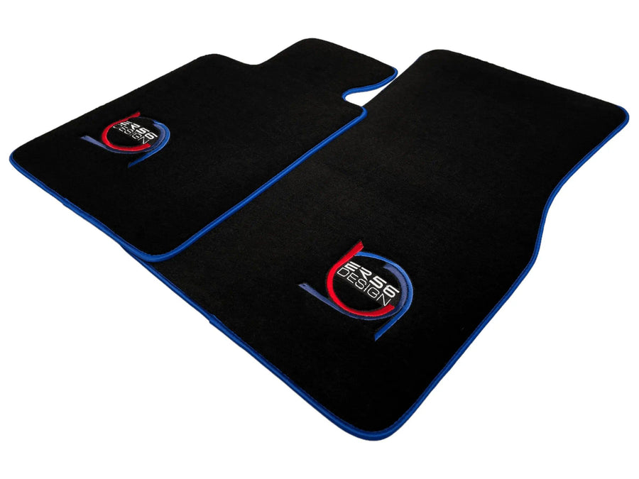Black Floor Mats For BMW 5 Series E34 Sedan ER56 Design Limited Edition Blue Trim - AutoWin