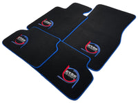 Black Floor Mats For BMW 5 Series E61 Wagon ER56 Design Limited Edition Blue Trim - AutoWin