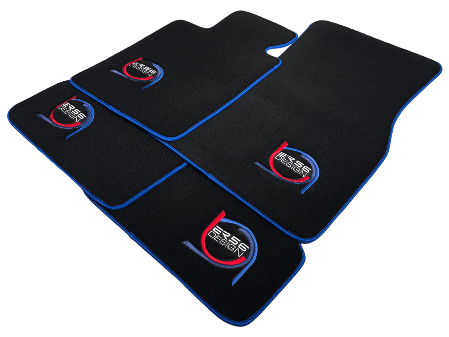 Black Floor Mats For BMW 1 Series F70 ER56 Design Limited Edition Blue Trim - AutoWin