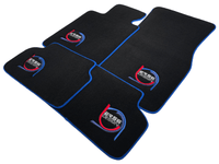 Black Floor Mats For BMW Gran Tourer F46 (2015-2022) 7 Seats ER56 Design Limited Edition Blue Trim - AutoWin