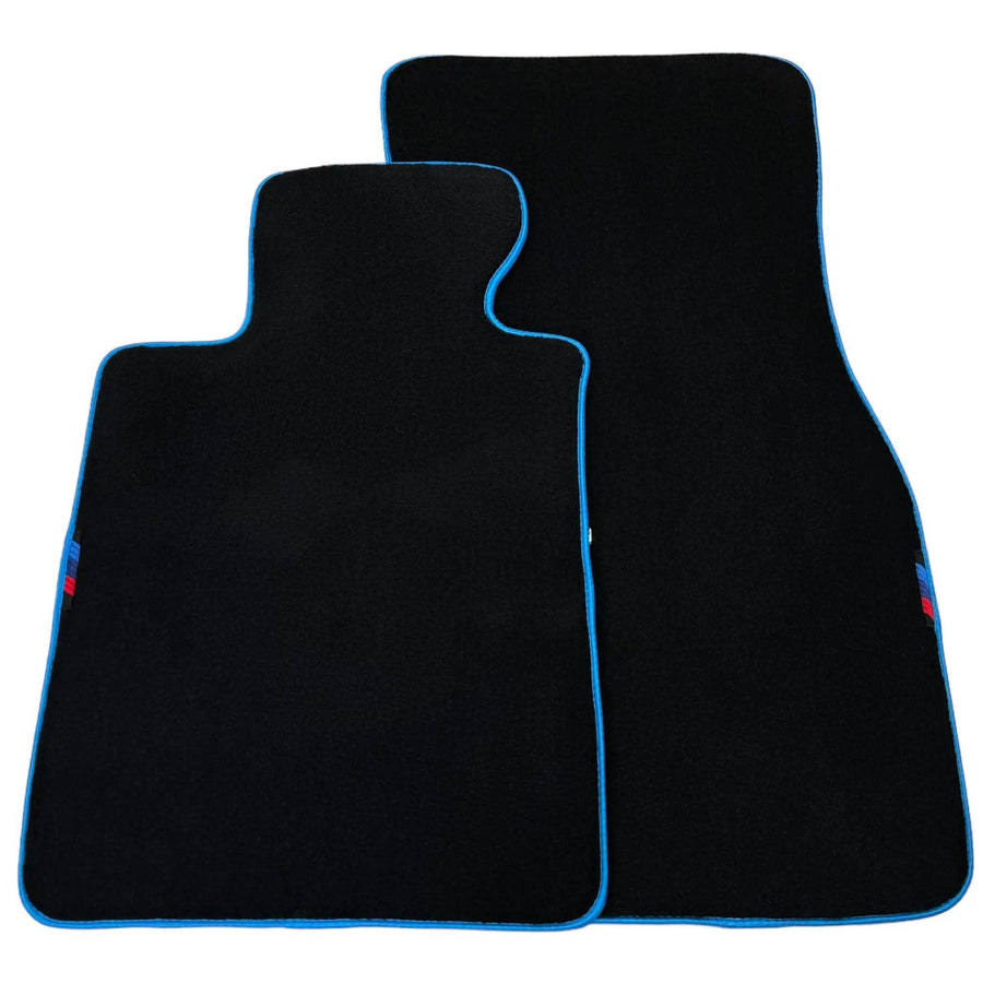 Black Floor Mats For BMW G60 (2023-2026) Sedan | Sky Blue Trim - AutoWin