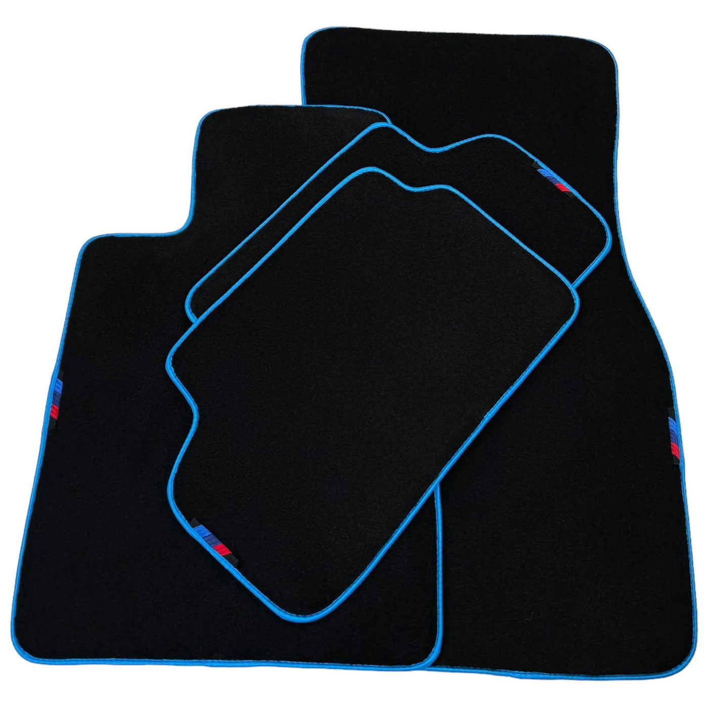 Black Floor Mats For BMW Gran Tourer F46 (2015-2022) 7 Seats | Sky Blue Trim - AutoWin
