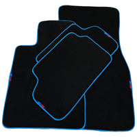 Black Floor Mats For BMW Gran Tourer F46 (2015-2022) 7 Seats | Sky Blue Trim - AutoWin
