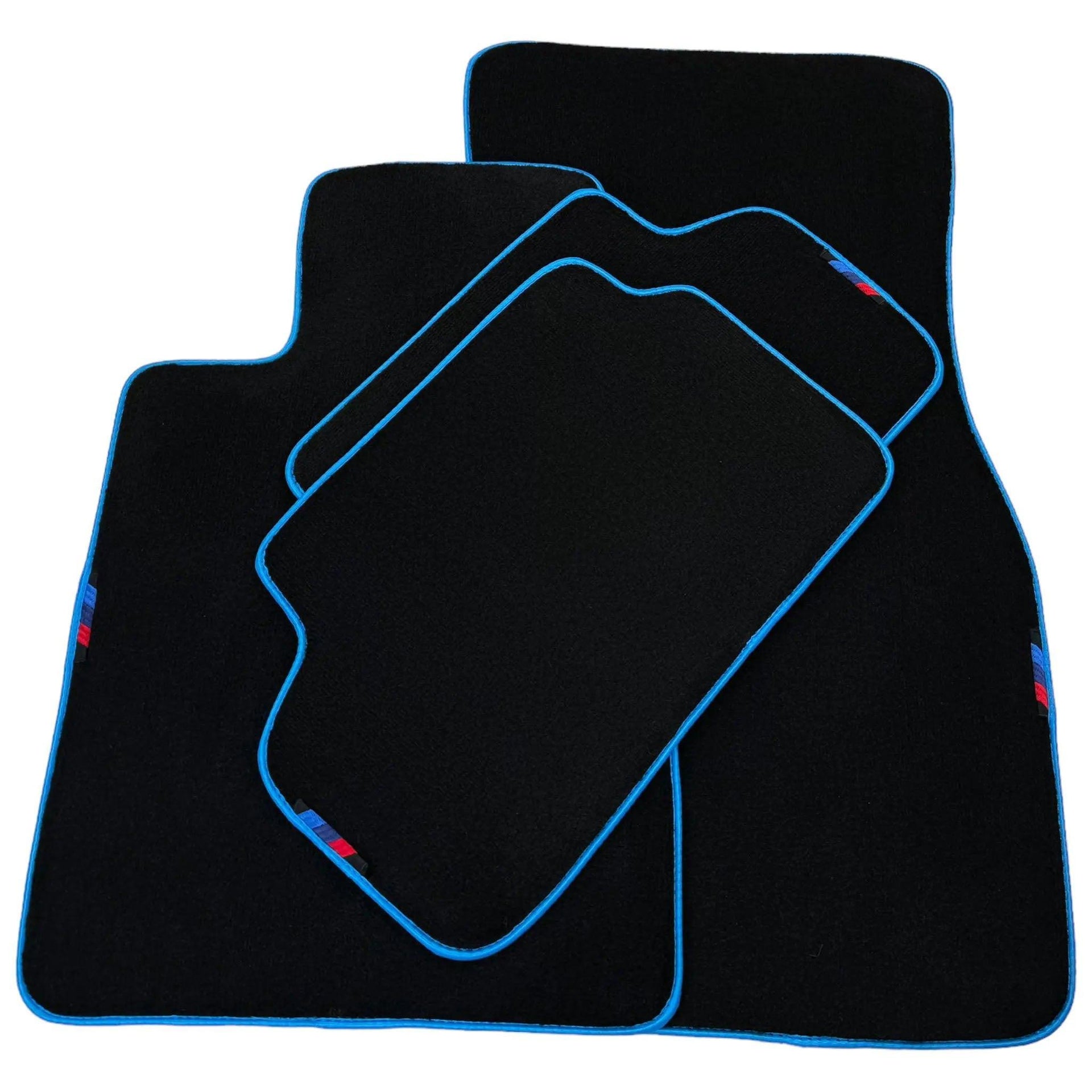 Black Floor Mats For BMW 1 Series F70 | Sky Blue Trim - AutoWin