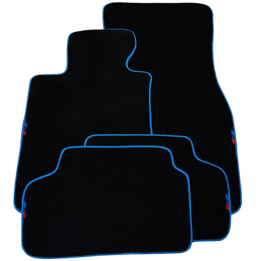 Black Floor Mats For BMW G60 (2023-2026) Sedan | Sky Blue Trim - AutoWin
