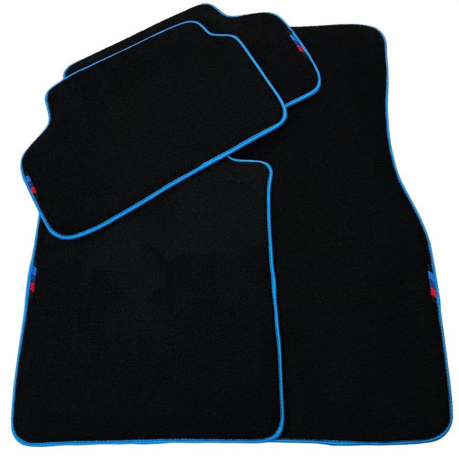 Black Floor Mats For BMW G60 (2023-2026) Sedan | Sky Blue Trim - AutoWin