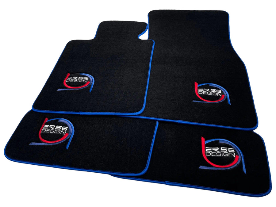 Black Floor Mats For BMW 5 Series G31 Wagon ER56 Design Limited Edition Blue Trim - AutoWin