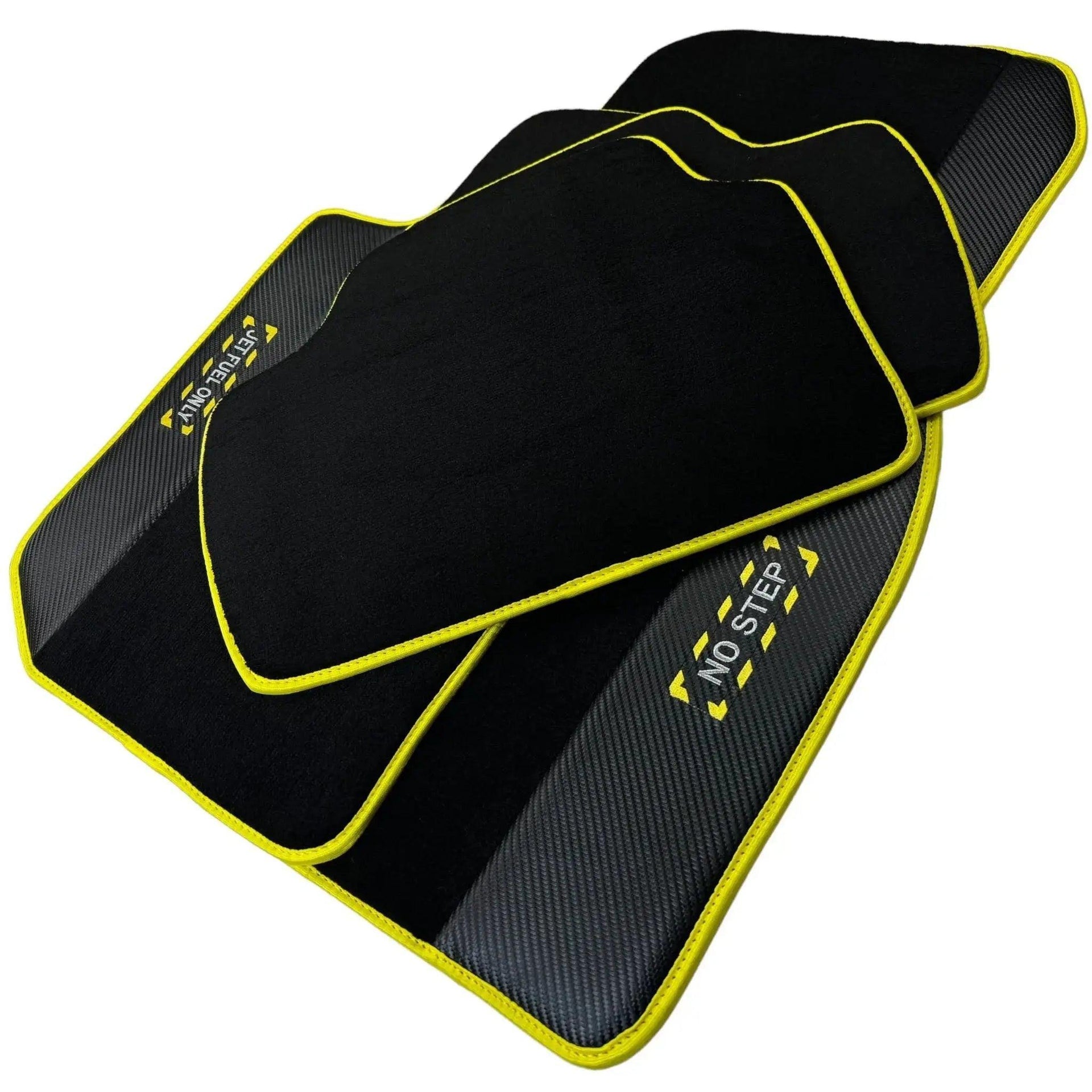 Black Floor Mats For BMW M4 Series F82 | Fighter Jet Edition | Yellow Trim AutoWin Brand - AutoWin