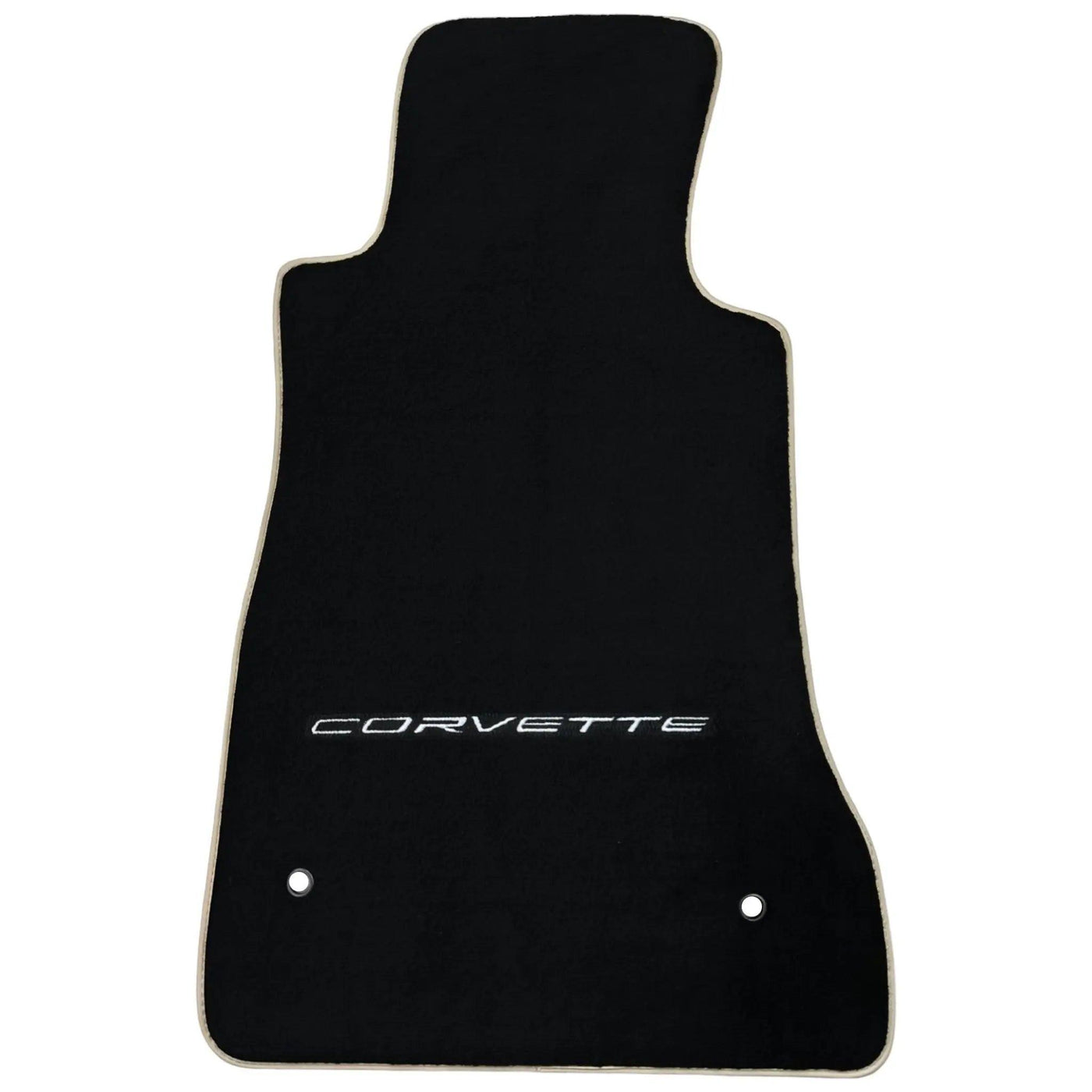 Black Floor Mats For Chevrolet Corvette C6 (2005-2013) with Beige Trim - AutoWin