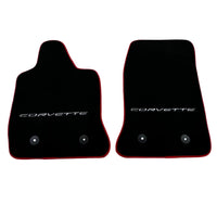 Black Floor Mats For Chevrolet Corvette C7 (2014-2019) | Red Trim - AutoWin