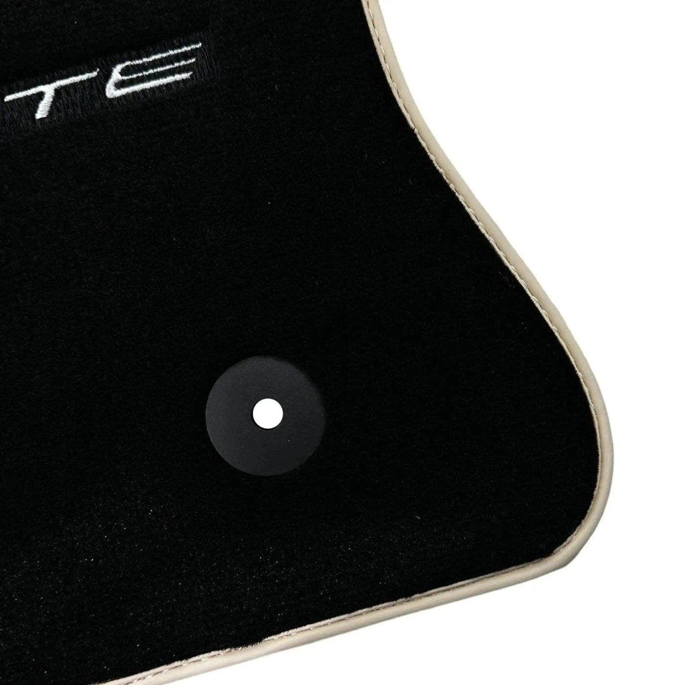 Black Floor Mats For Chevrolet Corvette C7 Targa Top (2014-2019) with Beige Trim - AutoWin