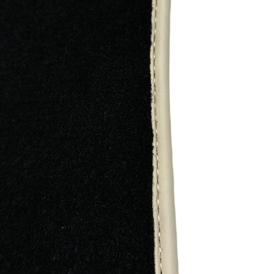 Black Floor Mats For Chevrolet Corvette C7 Targa Top (2014-2019) with Beige Trim - AutoWin