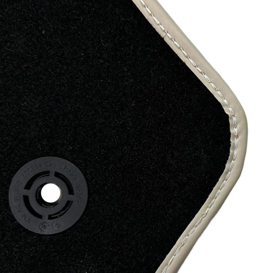 Black Floor Mats For Chevrolet Corvette C7 Targa Top (2014-2019) with Beige Trim - AutoWin