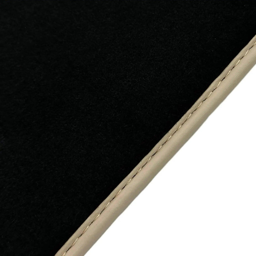 Black Floor Mats For Chevrolet Corvette C7 Targa Top (2014-2019) with Beige Trim - AutoWin