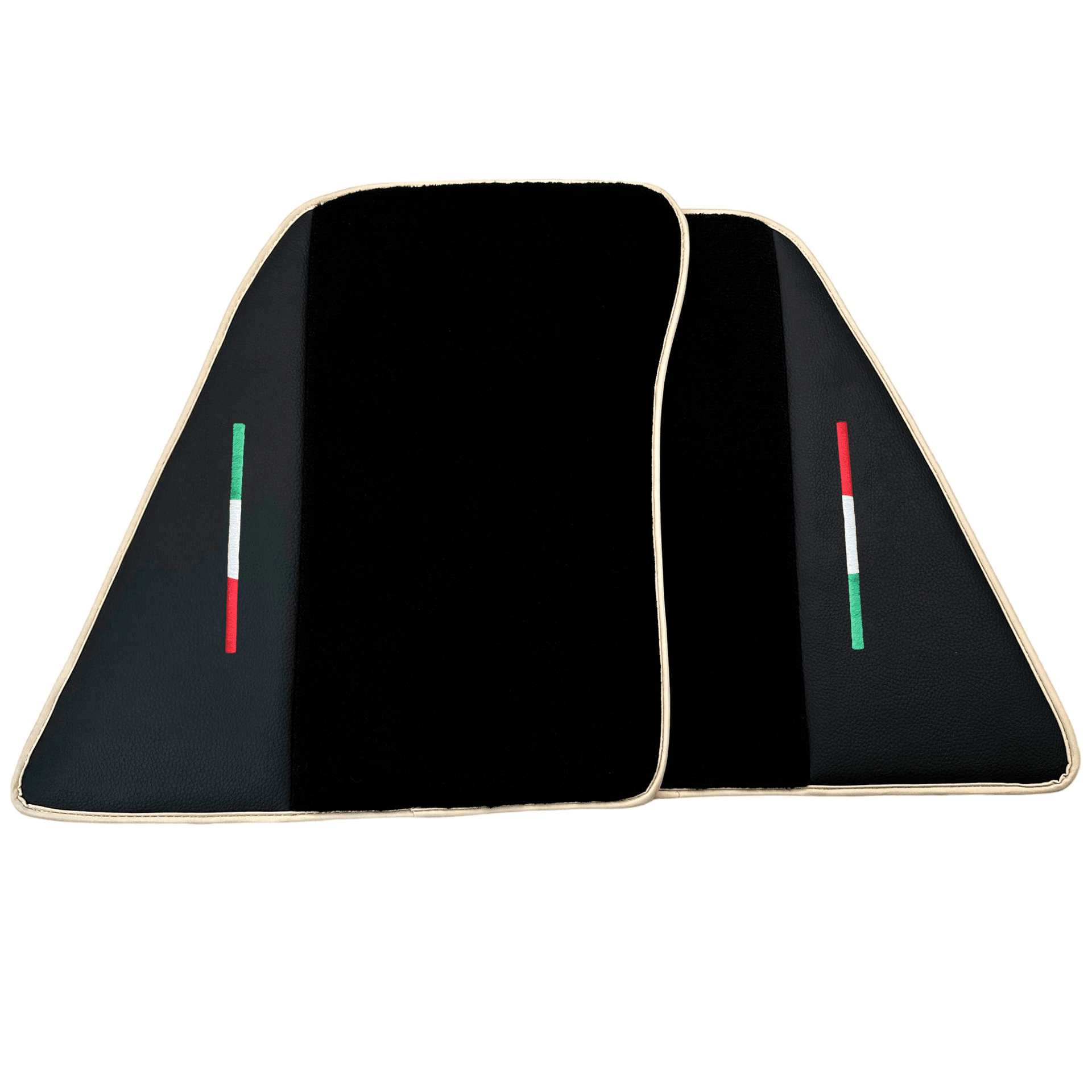 Black Floor Mats for Ferrari 296 GTB (2022-2024) with Leather | Beige Trim - AutoWin