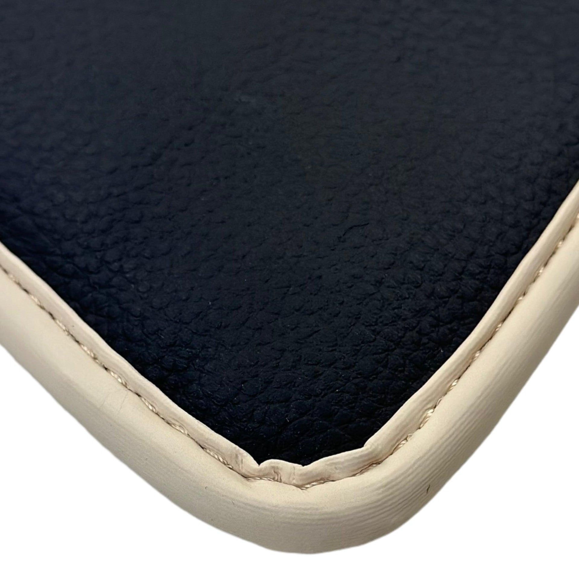 Black Floor Mats for Ferrari 296 GTS (2022-2024) with Leather | Beige Trim - AutoWin