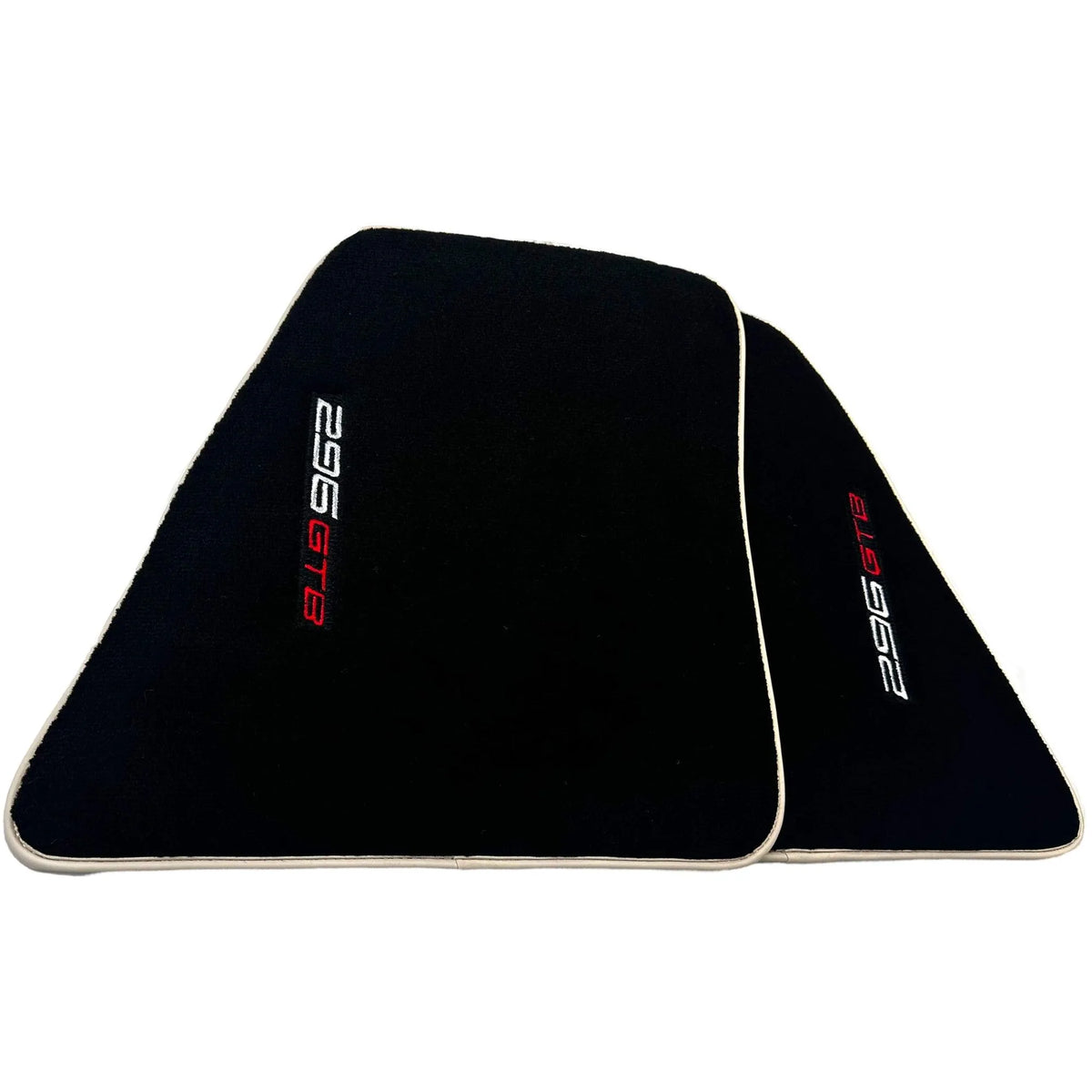 Black Floor Mats for Ferrari 296 GTB (2022-2027) with Beige Trim - AutoWin