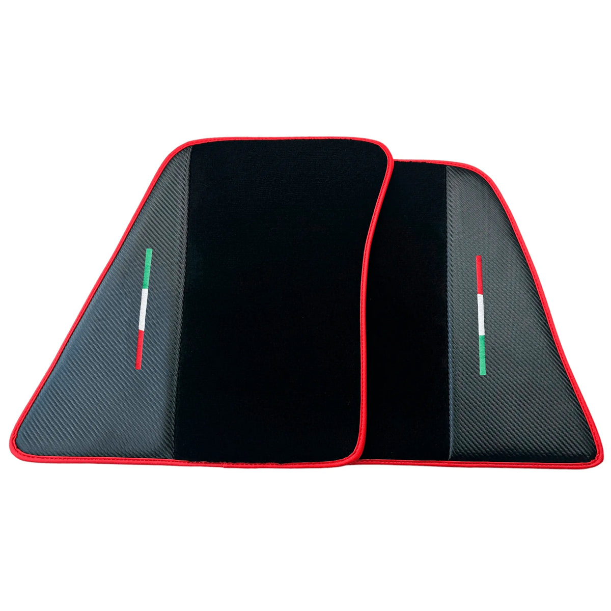 Black Floor Mats for Ferrari 296 GTB (2022-2027) with Carbon Fiber | Red Trim - AutoWin