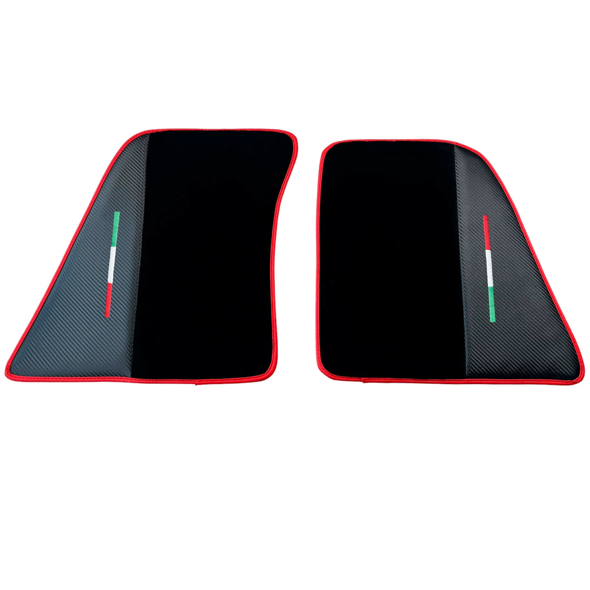 Black Floor Mats for Ferrari 296 GTS (2022-2027) with Carbon Fiber | Red Trim - AutoWin