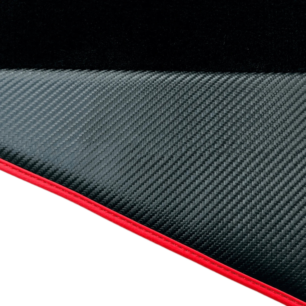 Black Floor Mats for Ferrari 296 GTS (2022-2027) with Carbon Fiber | Red Trim - AutoWin