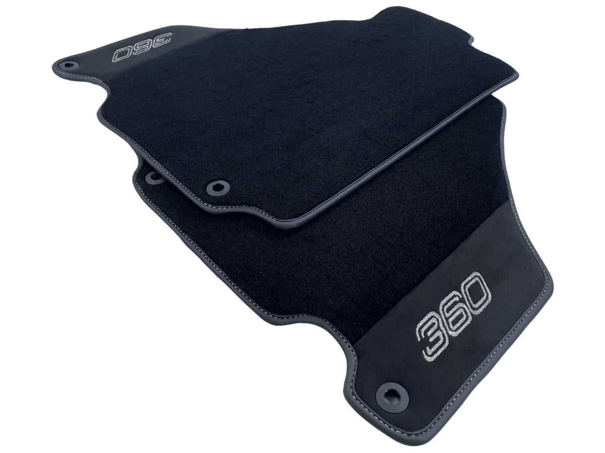 Black Floor Mats For Ferrari 360 Modena 1999-2005 With Alcantara Leather - AutoWin