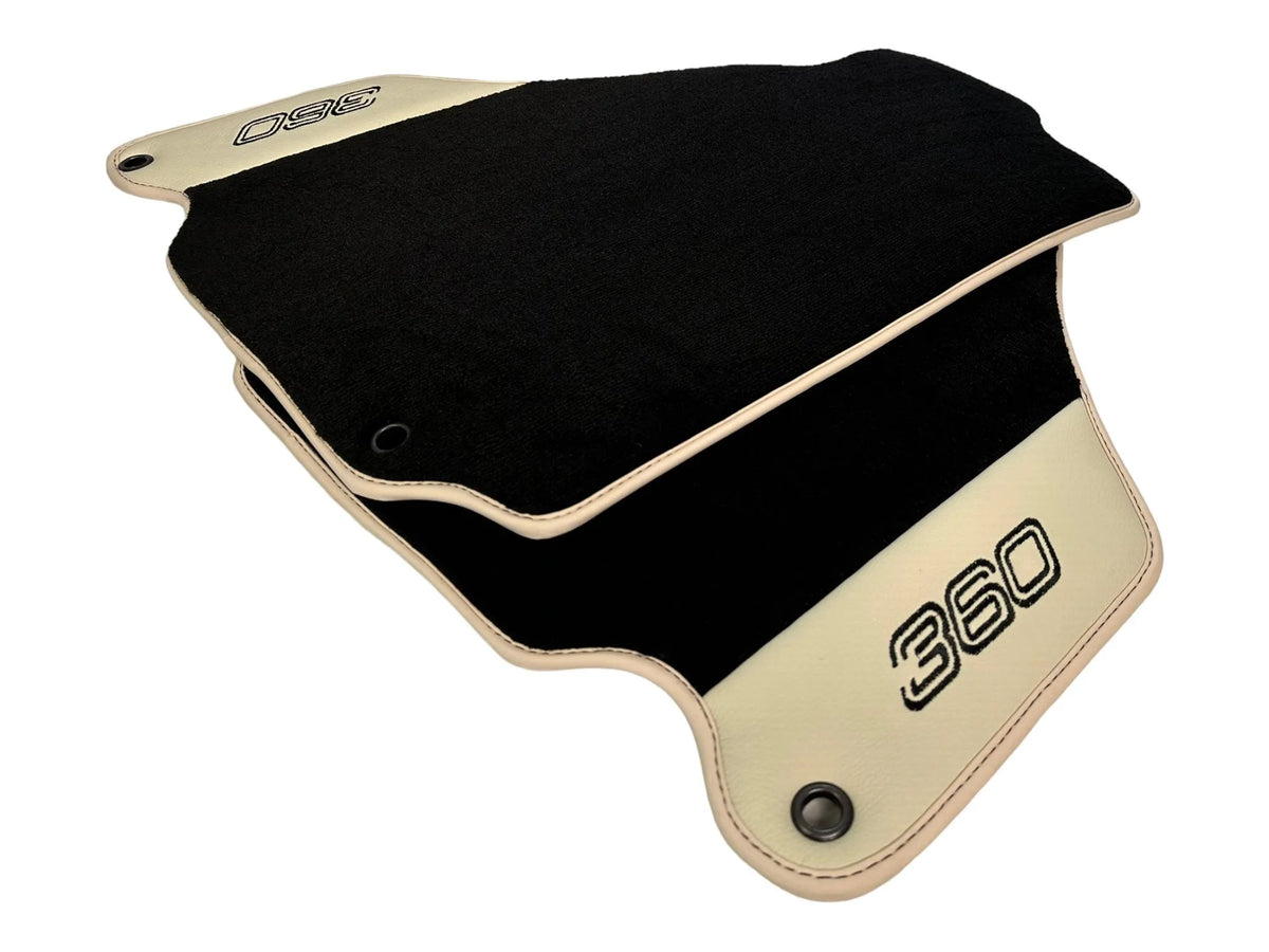 Black Floor Mats For Ferrari 360 Modena 1999-2005 With Beige Leather - AutoWin