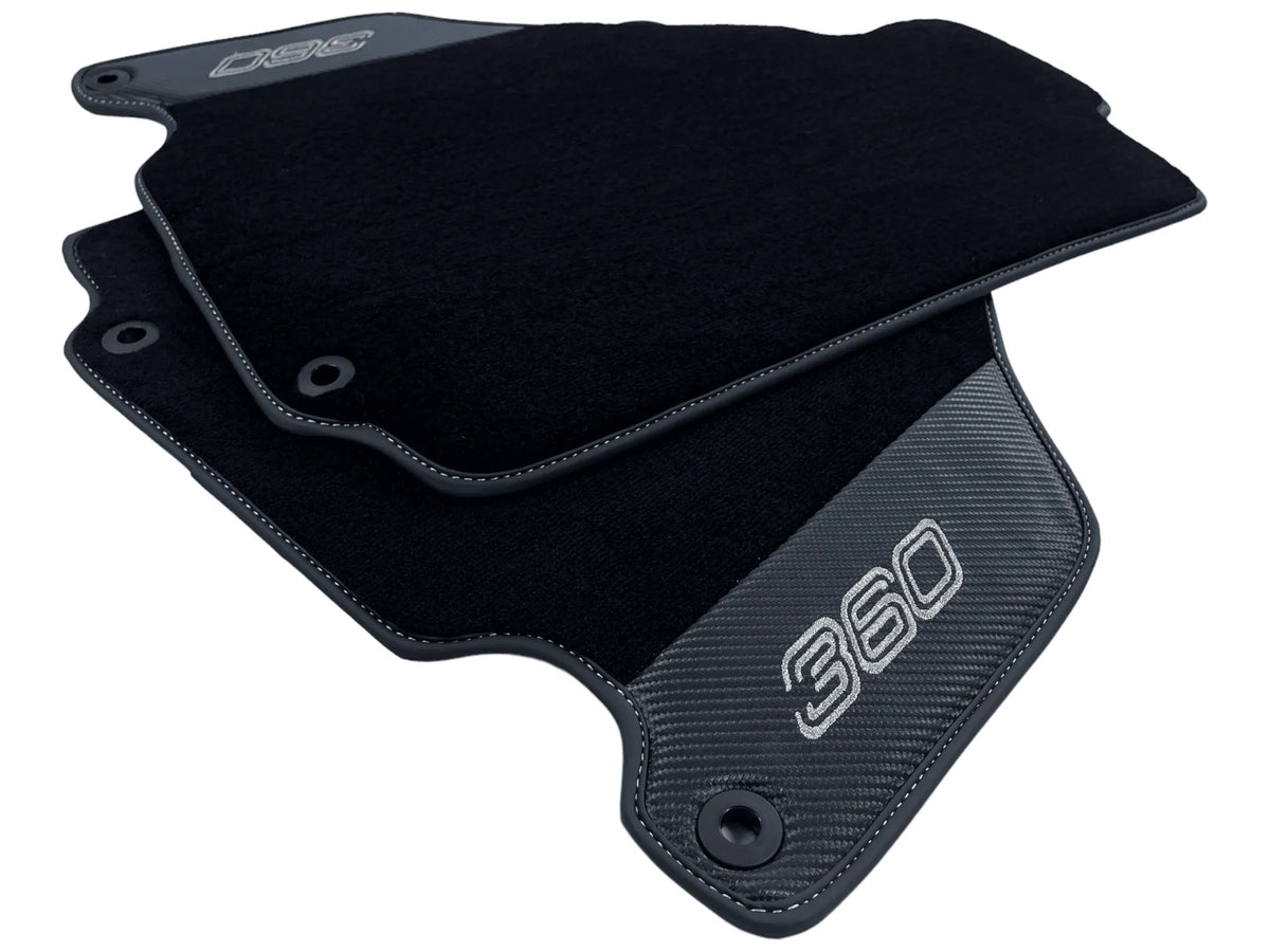 Black Floor Mats For Ferrari 360 Modena 1999-2005 With Carbon Fiber Leather - AutoWin
