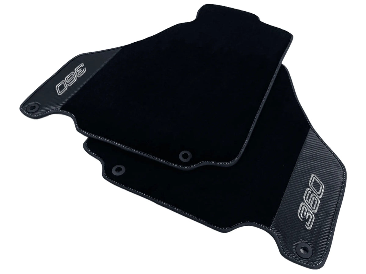 Black Floor Mats For Ferrari 360 Modena 1999-2005 With Carbon Fiber Leather - AutoWin