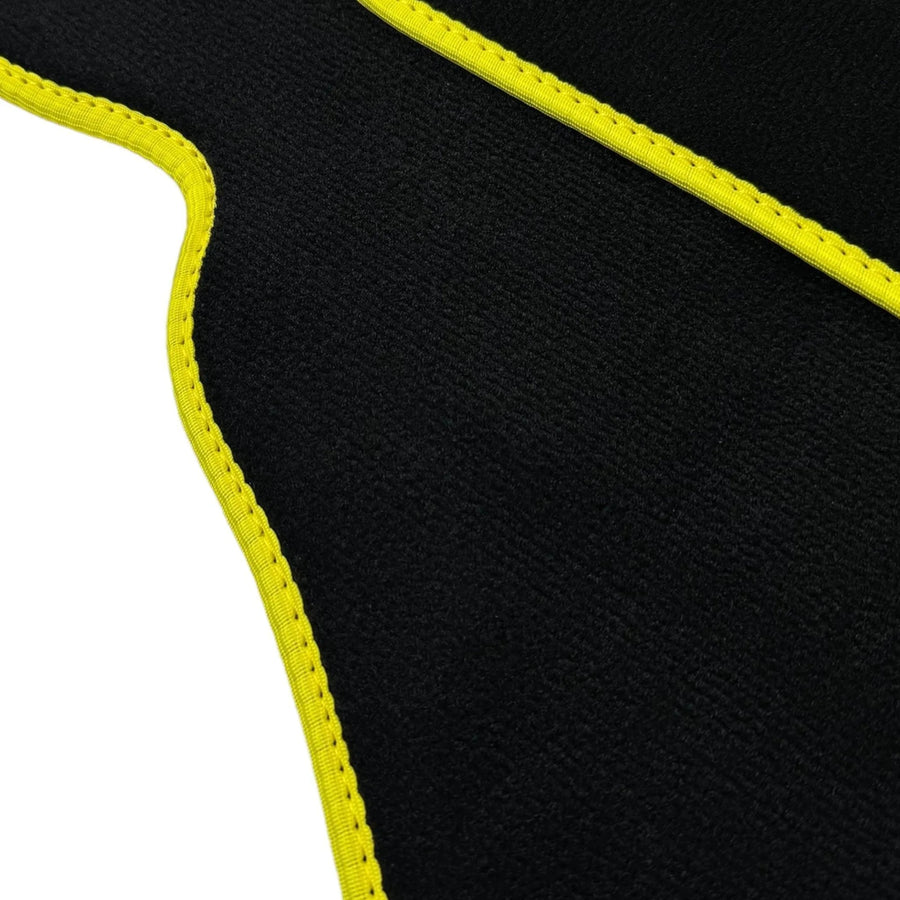 Black Floor Mats for Ferrari 360 Spider with Alcantara Leather | Yellow Trim - AutoWin