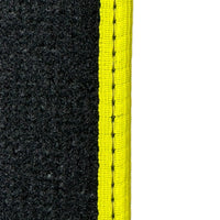 Black Floor Mats for Ferrari 360 Spider with Alcantara Leather | Yellow Trim - AutoWin