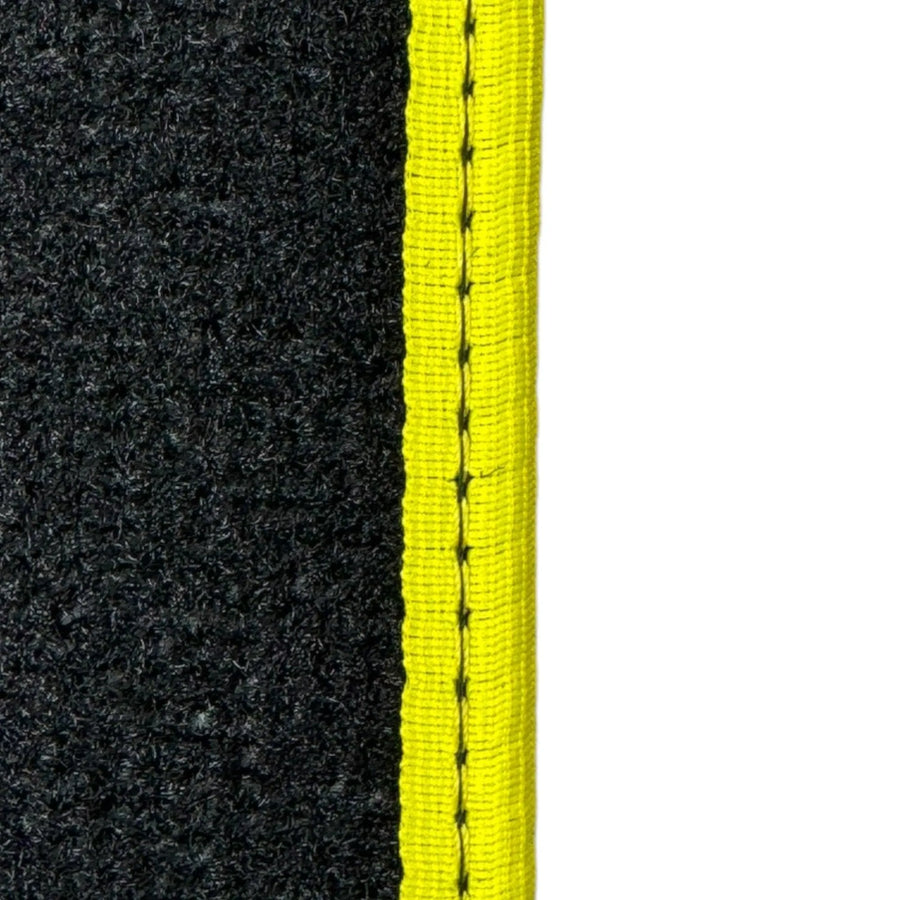 Black Floor Mats for Ferrari 360 Spider with Alcantara Leather | Yellow Trim - AutoWin