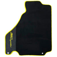 Black Floor Mats for Ferrari 360 Spider with Alcantara Leather | Yellow Trim - AutoWin