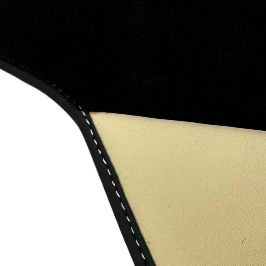Black Floor Mats for Ferrari 458 GT2 (2012-2015) with Crema Nappa Leather | Italian Edition
