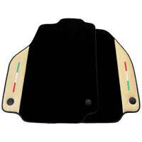 Black Floor Mats for Ferrari 458 GT2 (2012-2015) with Crema Nappa Leather | Italian Edition