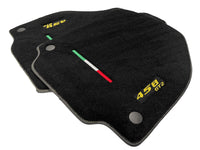 Black Floor Mats For Ferrari 458 Gt2 2012-2015 Yellow Sewing - AutoWin