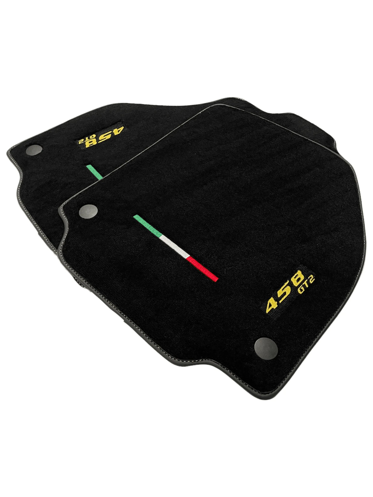 Black Floor Mats For Ferrari 458 Gt2 2012-2015 Yellow Sewing - AutoWin
