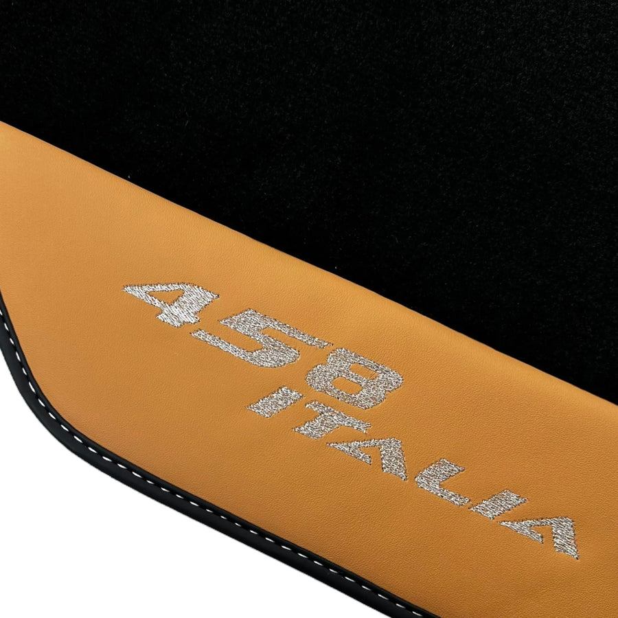 Black Floor Mats for Ferrari 458 Italia (2009-2015) with Beige Nappa Leather - AutoWin