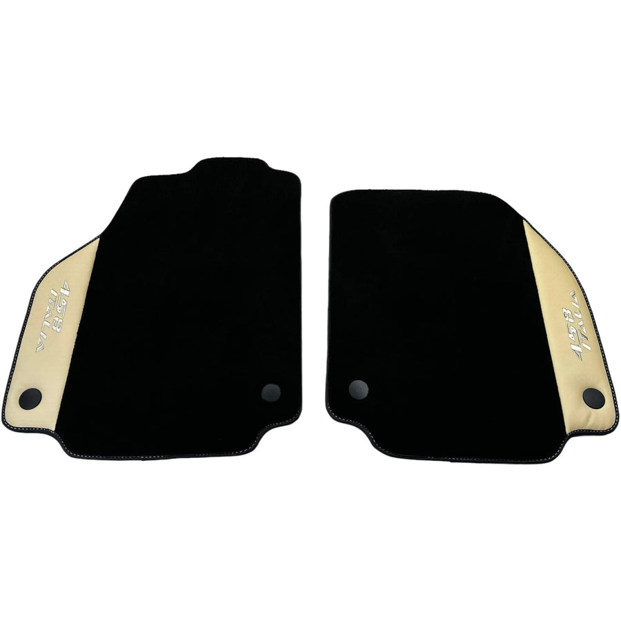 Black Floor Mats for Ferrari 458 Italia (2009-2015) with Crema Nappa Leather - AutoWin