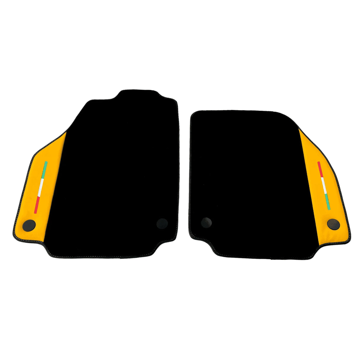 Black Floor Mats for Ferrari 458 Spider (2012-2015) with Yellow Leather | Italian Edition