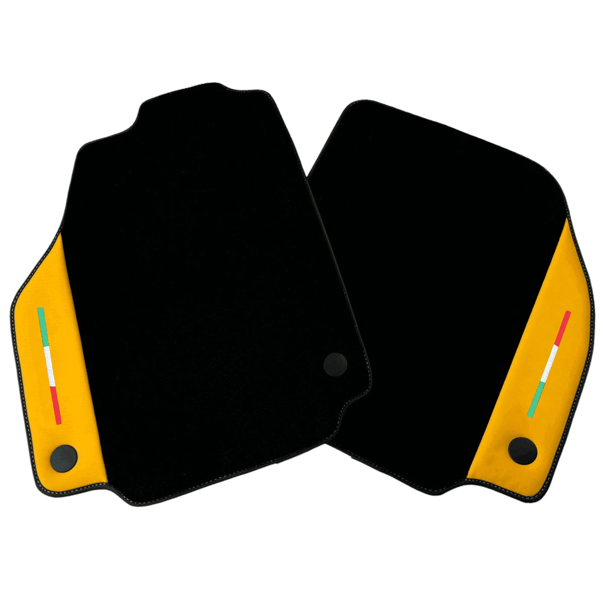 Black Floor Mats for Ferrari 458 Spider (2012-2015) with Yellow Leather | Italian Edition