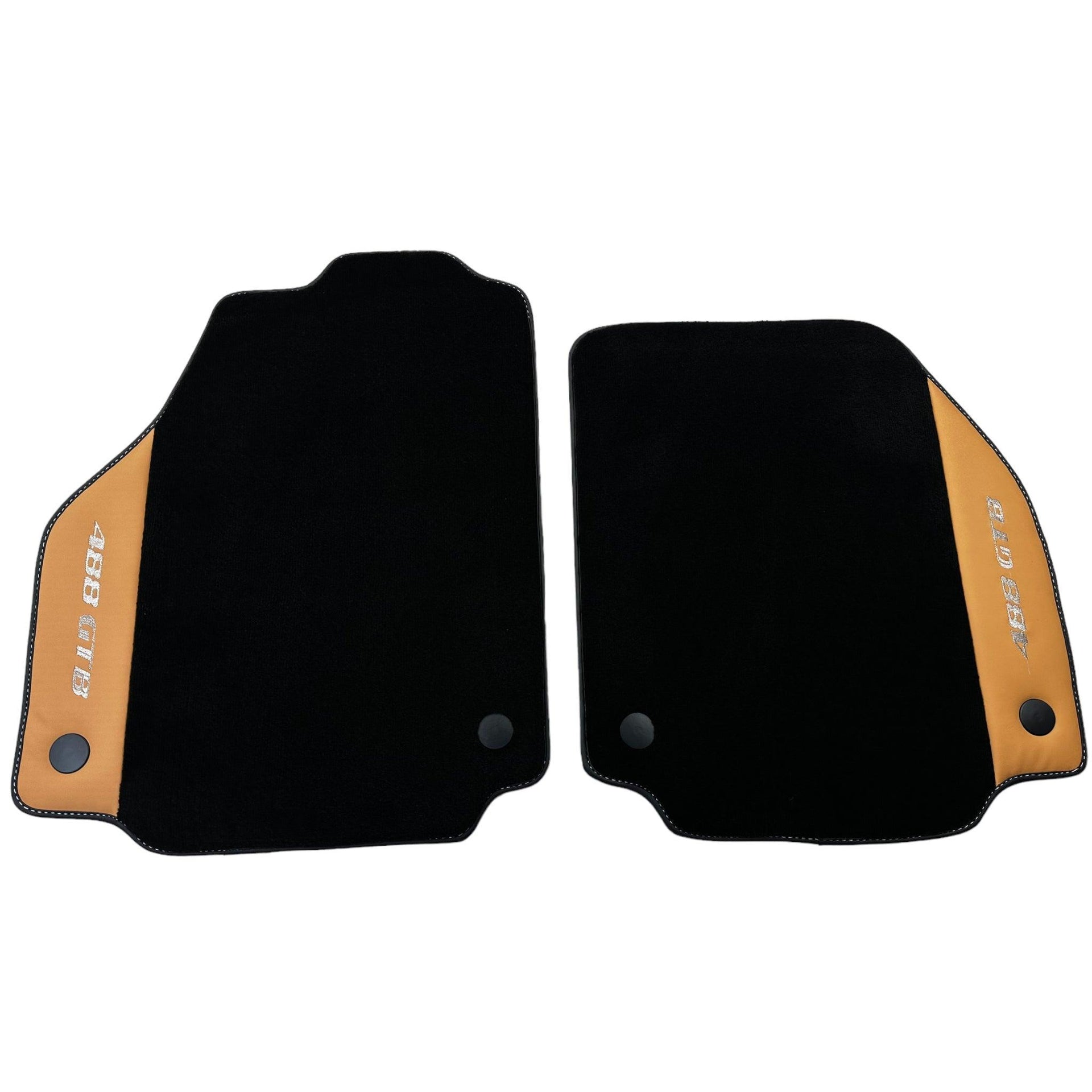Black Floor Mats for Ferrari 488 GTB (2015-2022) with Beige Tradizione Nappa Leather - AutoWin